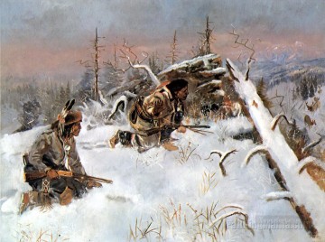 crow indians hunting elk Oil Paintings
